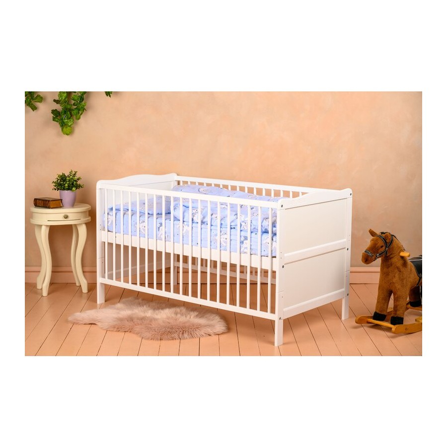 Patut din Lemn din Lemn Masiv de Fag -  Co - Sleeper  Multifunctional - Transformabil in Pat Junior Utilizabil pana la 6-7 Ani , Dimensiune 120x60  CM - ALB [6]