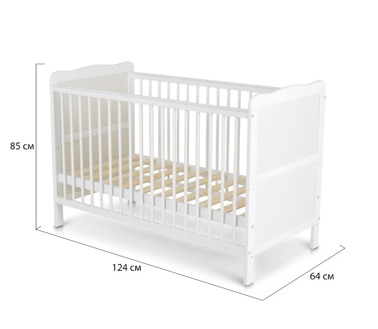 Patut  pentru Bebelusi din Lemn Masiv de Fag -  Co - Sleeper  Multifunctional - Transformabil in Pat Junior Utilizabil pana la 6-7 Ani , Dimensiune 120x60  CM - ALB [9]