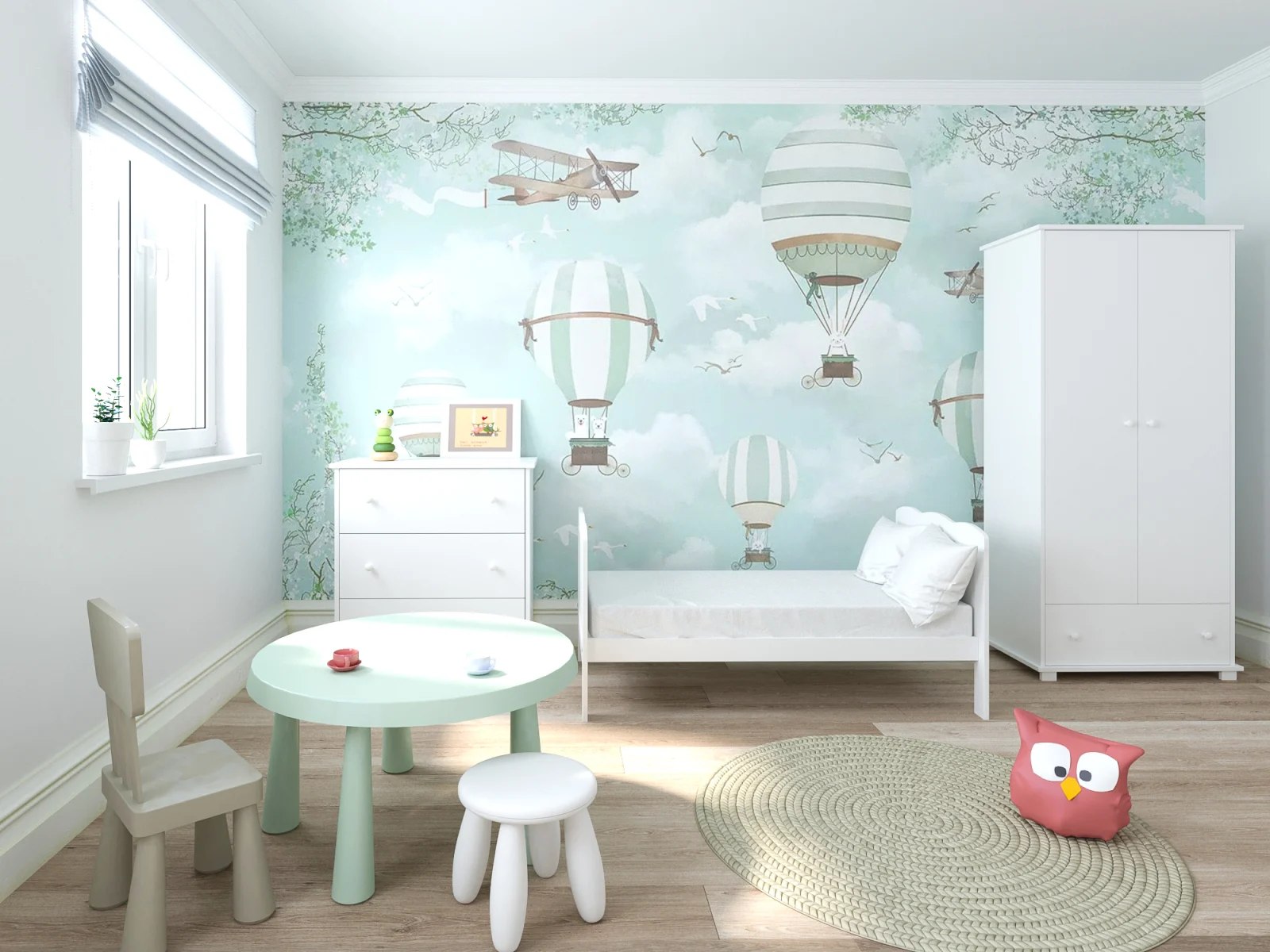 Patut  pentru Bebelusi din Lemn Masiv de Fag -  Co - Sleeper  Multifunctional - Transformabil in Pat Junior Utilizabil pana la 6-7 Ani , Dimensiune 120x60  CM - ALB [12]