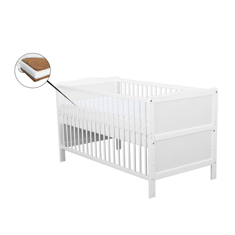 Patut 2in1 pentru Bebelusi si Juniori - Smart  Co-Sleeper -  Laterala Detasabila ,  Tranformabil in Pat Junior,  100% Lemn  Masiv de Fag,, 3 Nivele  de Inaltime,  120x60 CM - Alb [17]