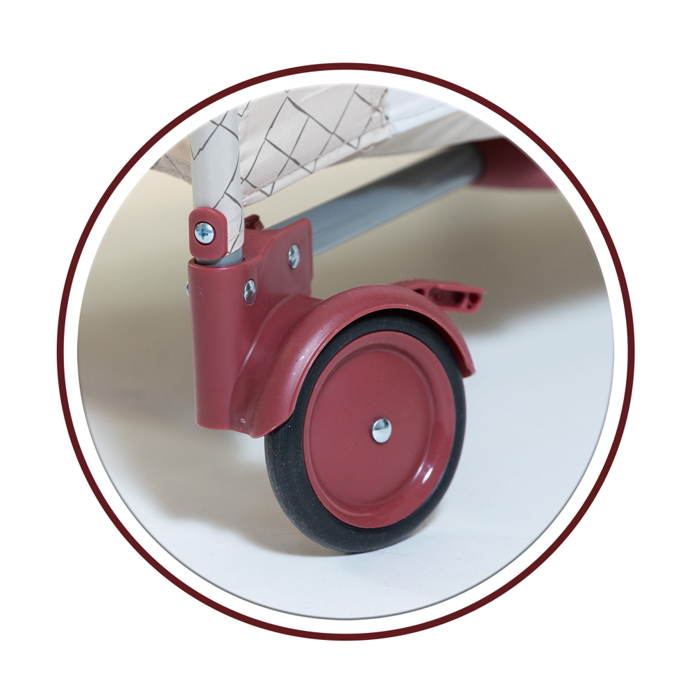 Patut / Tarc de Joaca, Pliant 2 in 1 pentru Bebelusi si Copii Voiaj Sleepy Baby, 2 Nivele, Intrare Laterala, Portabil, Etaj Intermediar Nou-Nascuti, Masuta de Infasat, Geanta Transport -Grena /Bej [7]