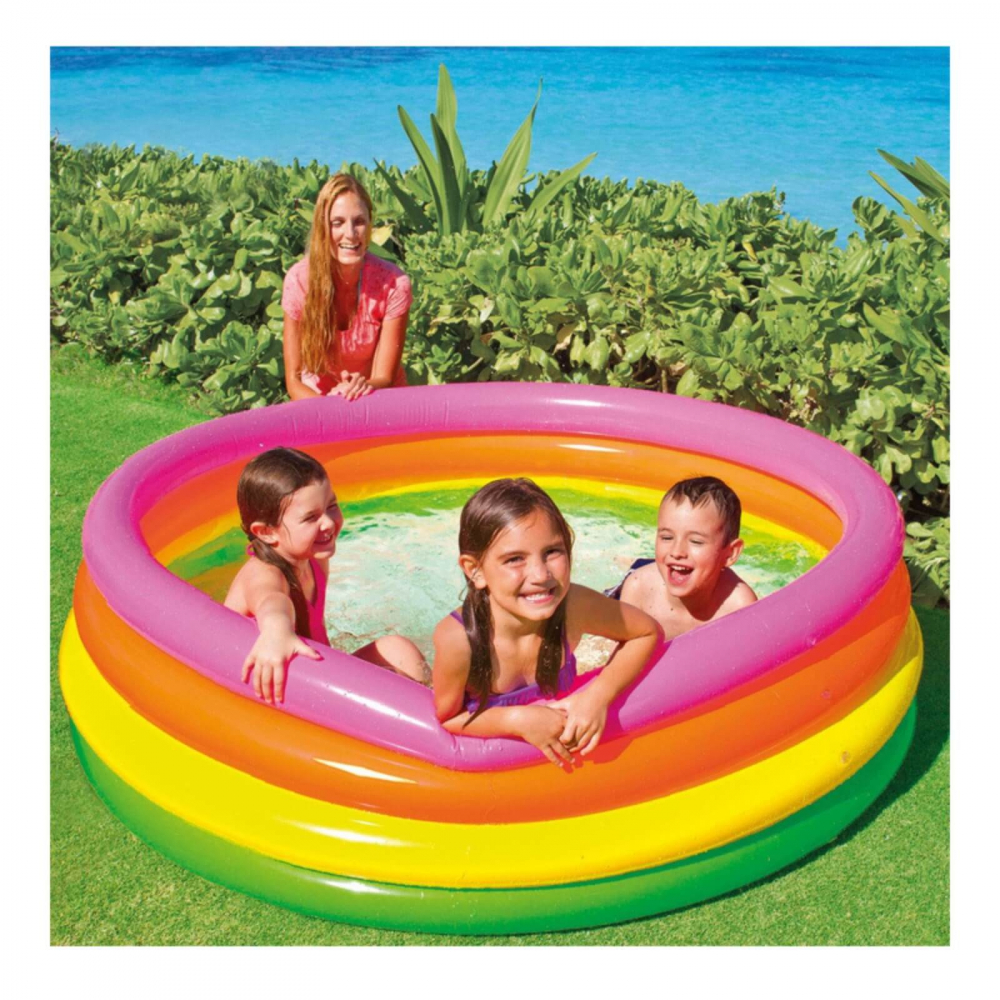 Piscina  Gonflabila pentru Copii INTEX, 4 inele gonflabile cu valva dubla ,usor de montat, Diametru 1.68 m, inaltime 46 cm [2]