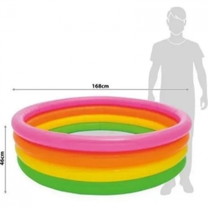 Piscina  Gonflabila pentru Copii INTEX, 4 inele gonflabile cu valva dubla ,usor de montat, Diametru 1.68 m, inaltime 46 cm [3]