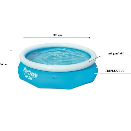 Piscina cu inel gonflabil Bestway® FS, Triplex PVC, 305x76 cm [2]