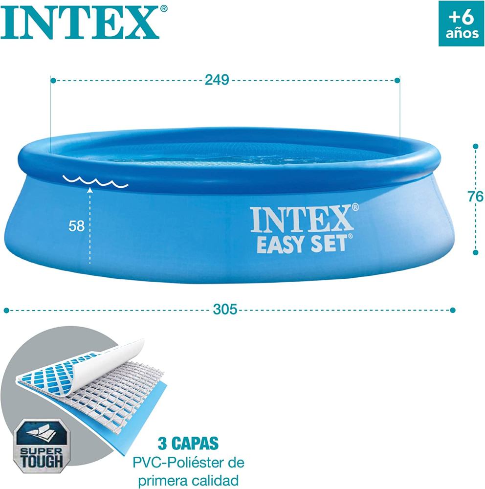 Piscina  Mare Gonflabila Intex pentru intreaga Familie, Dimensiuni 306×76 cm, 3.900 Litri, Easy Set 28120NP [2]