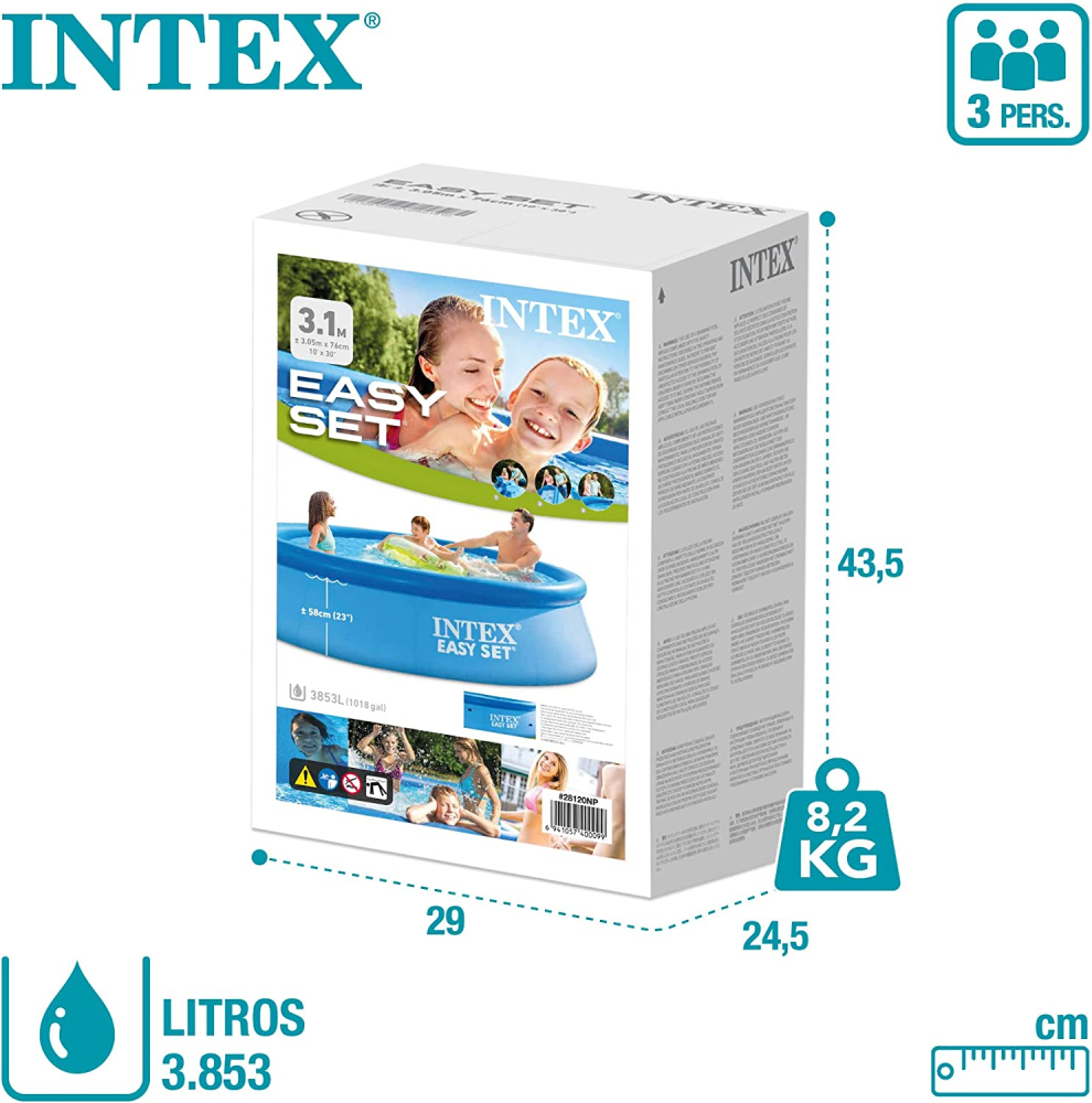 Piscina  Mare Gonflabila Intex pentru intreaga Familie, Dimensiuni 306×76 cm, 3.900 Litri, Easy Set 28120NP [4]
