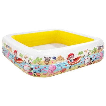 Piscina gonflabila patrata, cu acoperis, galben/alb, 157 x 157 x 122 cm [2]