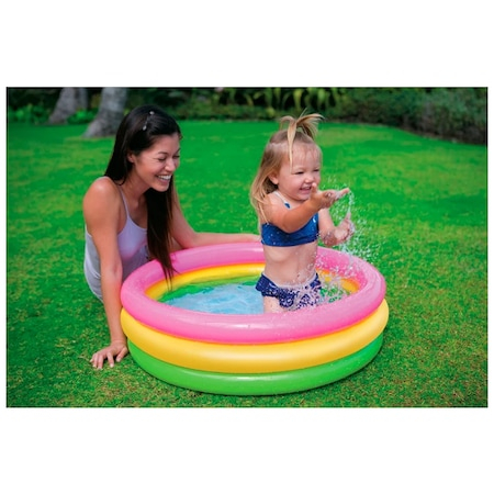 Piscina gonflabila, rotunda, 86 x 25 cm, Verde foret/Galben/Roz [3]