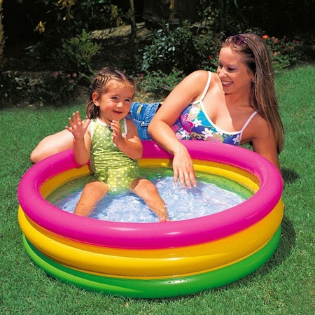 Piscina gonflabila, rotunda, 86 x 25 cm, Verde foret/Galben/Roz [2]