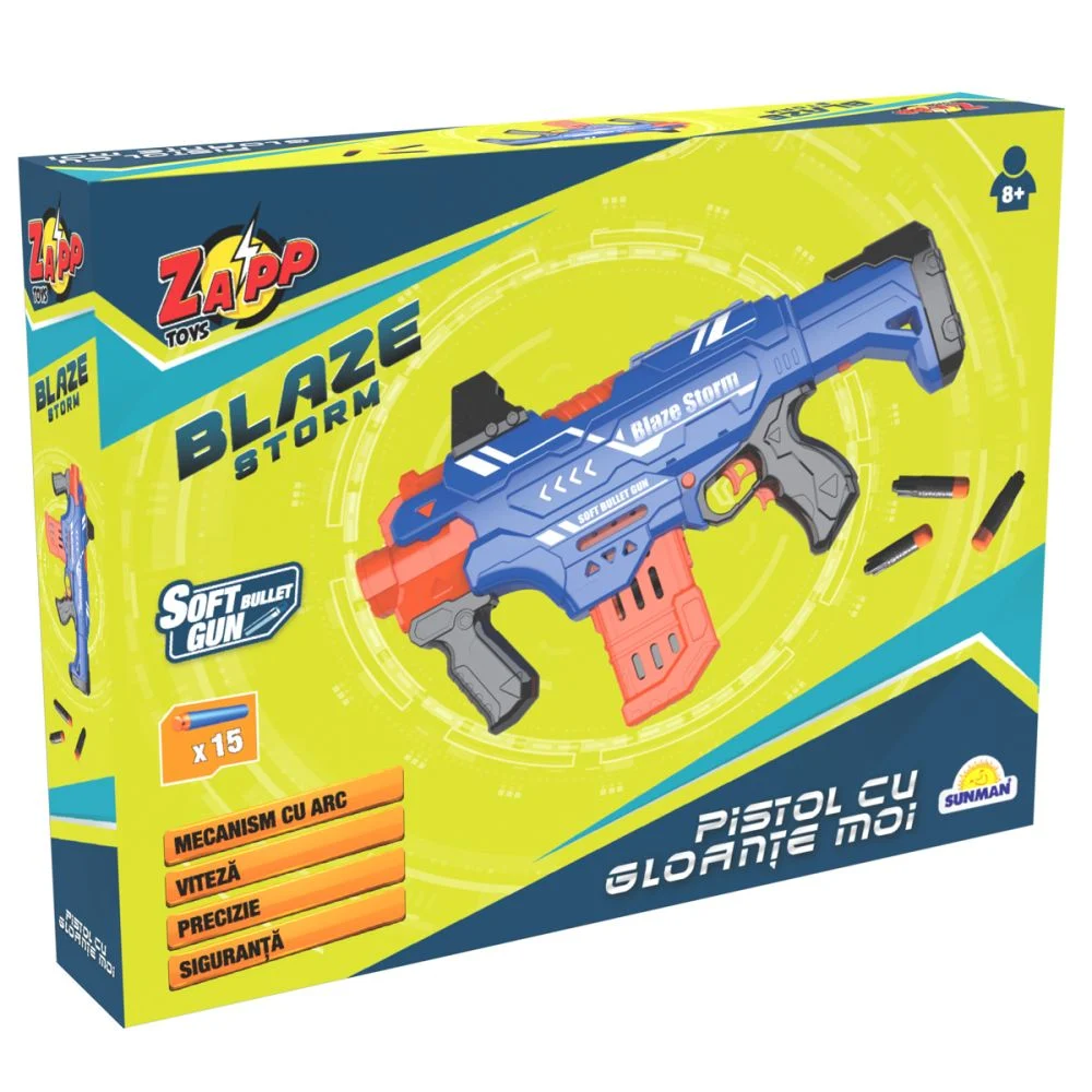 Pistol cu Incarcator si 15 Sageti din burete moi - Top Gun Blaze Storm cu Raza Lunga de Actiune [2]
