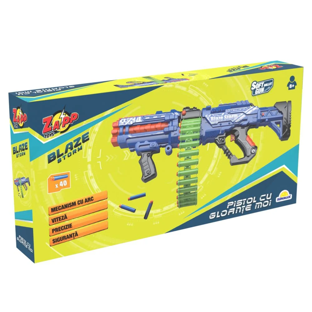 Pistol Mitraliera Blaze Zapp Storm  Soft Gun cu 40 gloante din burete moi [2]