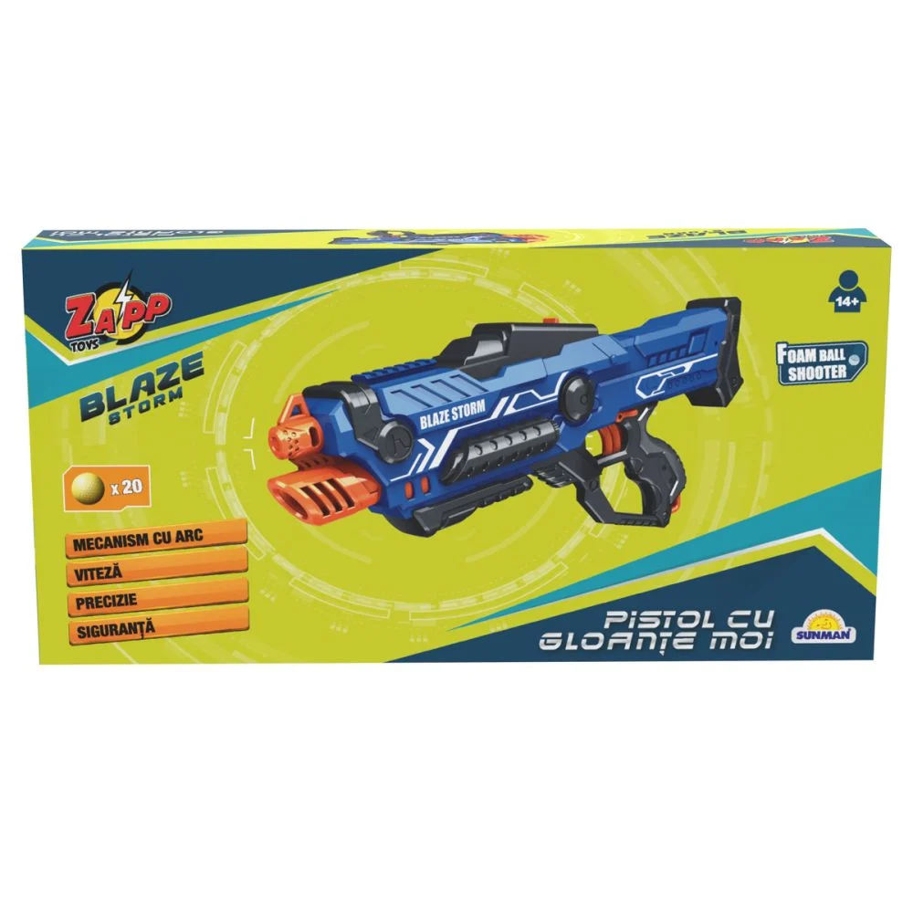 Pistol  Semi Automat cu 20 Bile din Burete moi -  Top Gun Blaze Storm cu Raza Lunga de Actiune [3]