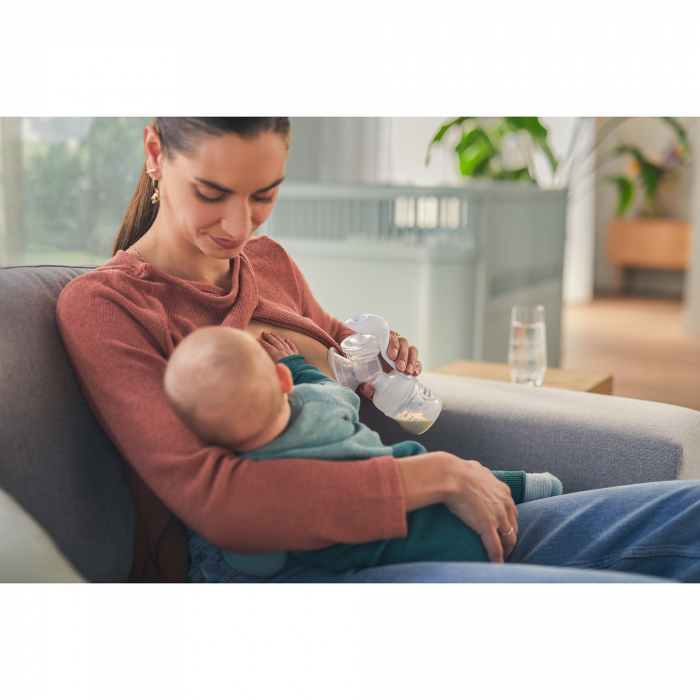 Pompa de san manuala pentru hranire naturala Philips Avent SCF430/10, Tehnologie Natural Motion pentru un debit rapid de lapte, marime standard, biberon 0+ luni de 125 ml [9]