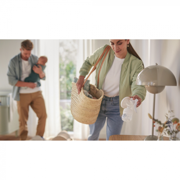 Pompa de san manuala pentru hranire naturala Philips Avent SCF430/10, Tehnologie Natural Motion pentru un debit rapid de lapte, marime standard, biberon 0+ luni de 125 ml [10]