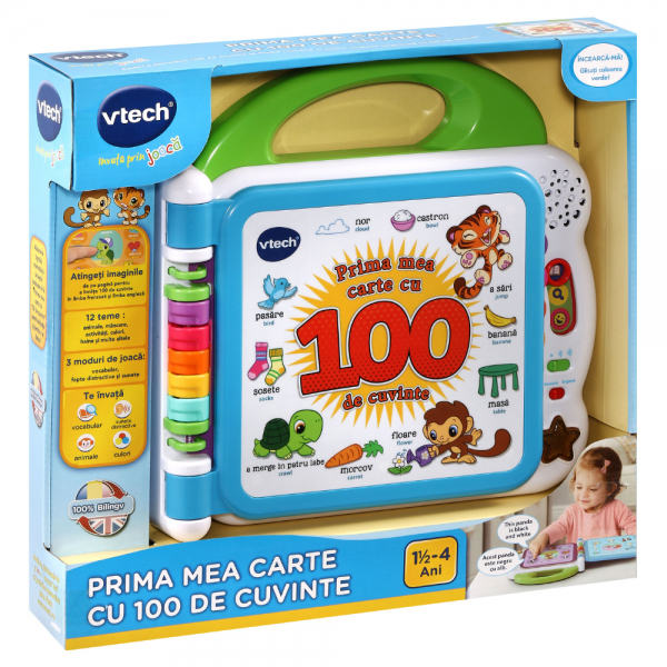 Prima mea Carte Ilustrată Interactivă, 100% Bilingvă in Limba Romana si Engleza cu 100 de Cuvinte si Propozitii, 1-5 ani, Vtech Toodler [8]
