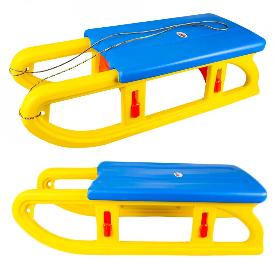 Sanie  de Plastic Mare , Rezistenta si Usoara ,   Recomandata pentru 2 Copii , Dimensiune  90x34x27cm,  Galben cu Albastru [7]
