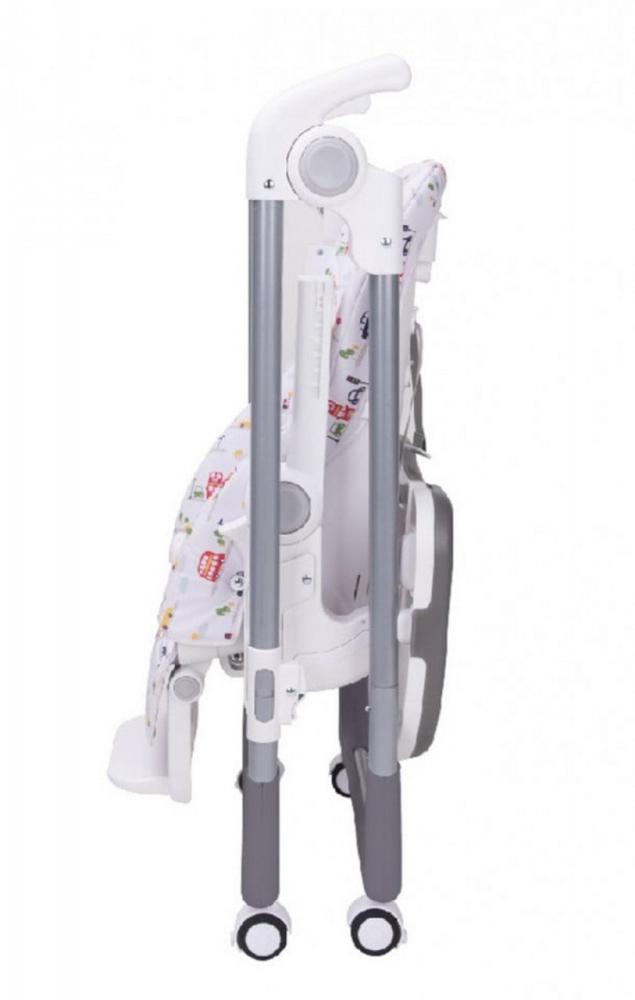 Scaun de Masa pentru  Bebelusi -  Go Baby,  Reglabil in 6 Trepte de Inaltime , Pliabil , Centura de siguranta, Sezut comfortabil, Masuta detasabila, Pozitie somn, Roti cu frana, Model Masinute, Gri [7]