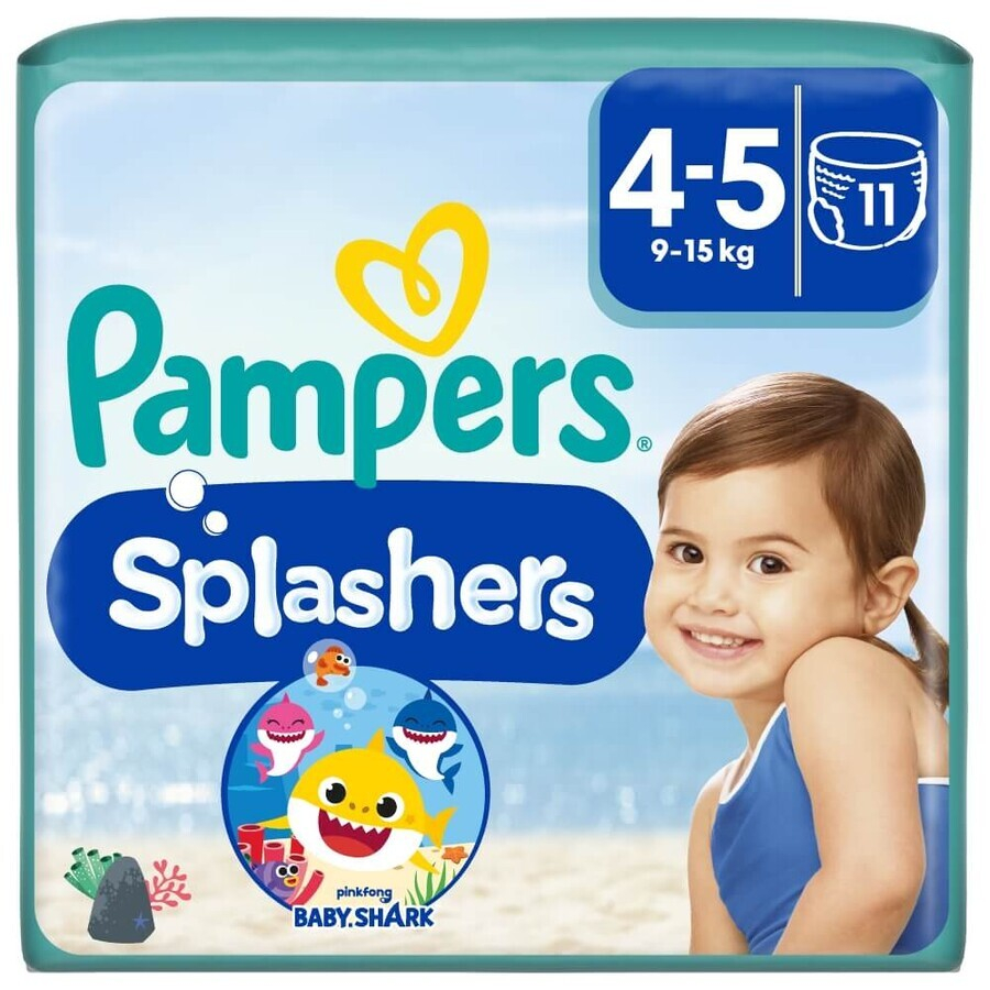 Scutece chilotel Bebelusi  pentru Apa - Bazin pentru Inot -Piscina - Strand - Mare,  Pampers Splashers Marimea 4, 9-15 kg, 11 buc/ Pachet [2]