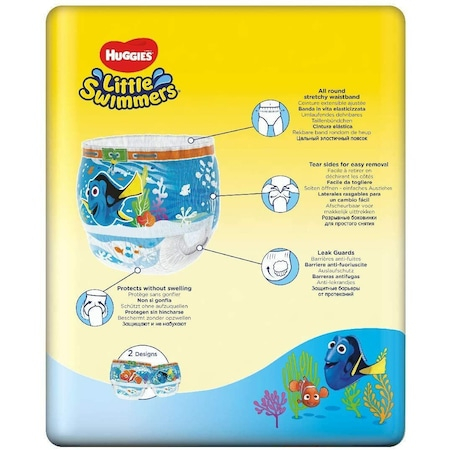 Scutece-chilotel pentru Apa, Bazin, Strand, Piscina, Huggies, 2-3, 3-8 Kg, 3 pachete x 12, 36 bucati [6]
