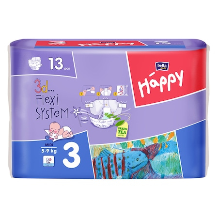 Scutece Happy Midi, 13 buc [1]