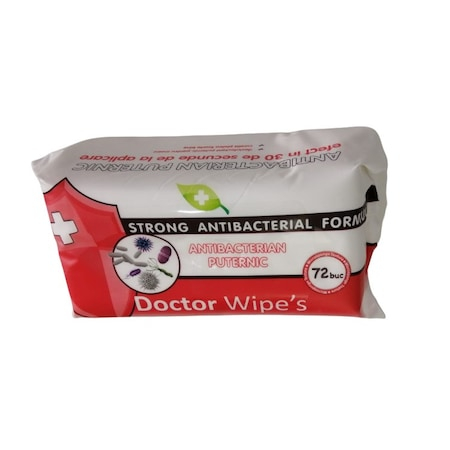 Servetele antibacteriene pentru maini, Doctor Wipes, 72buc -  Aviz Biocid Ministerul Sanatatii [3]