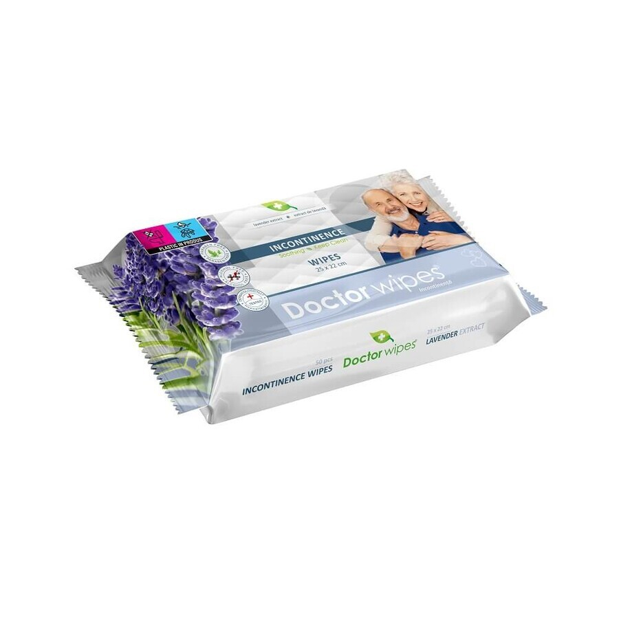 Servetele umede Incontinenta Doctor Wipe's cu Extract de Lavanda, 6 pachete x 50, 300 buc [4]