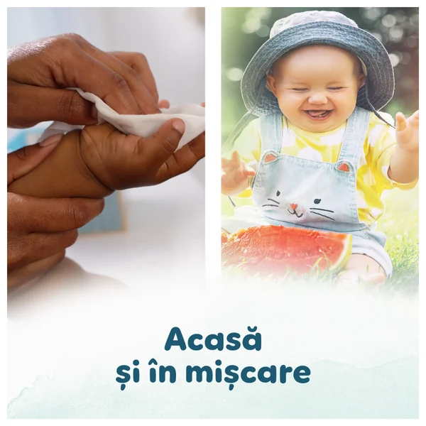Servetele Umede Pampers Harmonie Aqua, Piele Sensibila, Curatare Delicata,  Fara Parfum cu Ingrediente Naturale, 10 BUC / Pak [9]