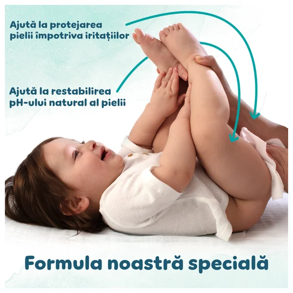 Servetele Umede Pampers Harmonie Aqua, Piele Sensibila, Curatare Delicata,  Fara Parfum cu Ingrediente Naturale, 10 BUC / Pak [8]