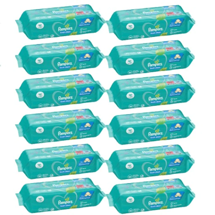 Servetele umede Pampers Fresh Clean, 15 pachete x 80, 1200 buc - Contin o Formula Unica care Protejeaza PH-ul Natural al Pielii [12]