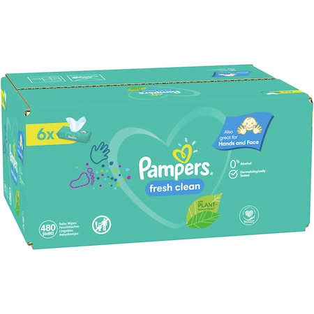 Servetele umede Pampers Fresh Clean, 6 pachete x 80, 480 buc [2]