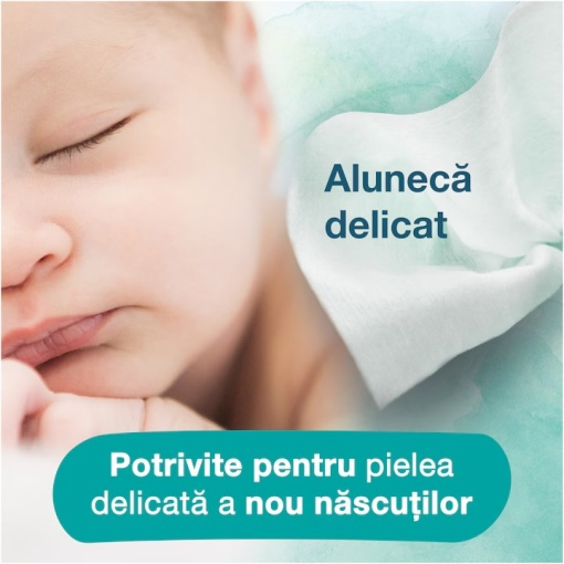 Șervețele Umede Pampers Harmonie Aqua 4 Pachete x 48 Servețele = 192 Servețele pentru Bebeluși, protejează împotriva iritațiilor pielii, loțiune delicată cu 99% apă pura [3]