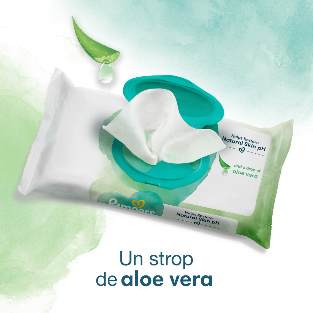 Servetele umede Pampers Harmony New Baby XXBox cu Aloe Vera - 0% Plastic, 14 Pachete x46 buc, 644 buc [6]