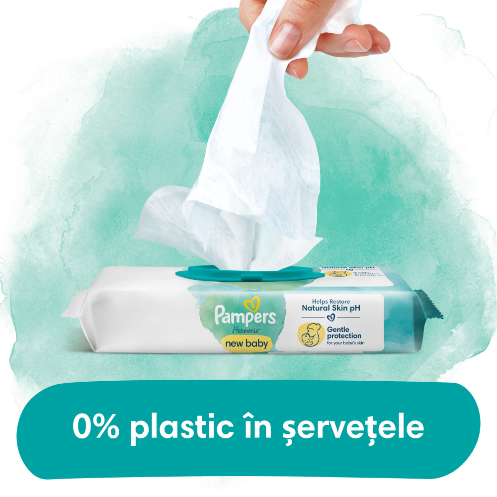 Servetele umede Pampers Harmony New Baby XXBox cu Aloe Vera - 0% Plastic, 14 Pachete x46 buc, 644 buc [7]