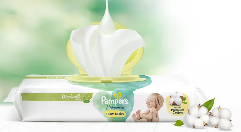 Servetele umede Pampers Harmony New Baby XXBox cu Aloe Vera - 0% Plastic, 9 Pachete x46 buc, 414 buc [4]
