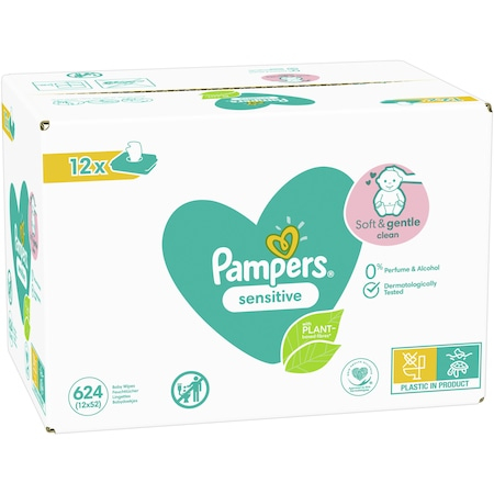 Servetele umede Pampers Sensitive, 12 pachete x 52, 624 buc [3]