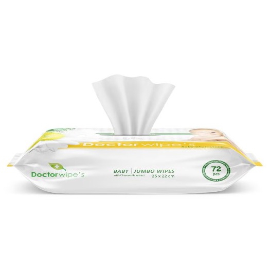 Servetele Umede cu Musetel pentru Copii cu capac,Testat Dermatologic, Doctor Wipe's Jumbo Baby  72buc [2]