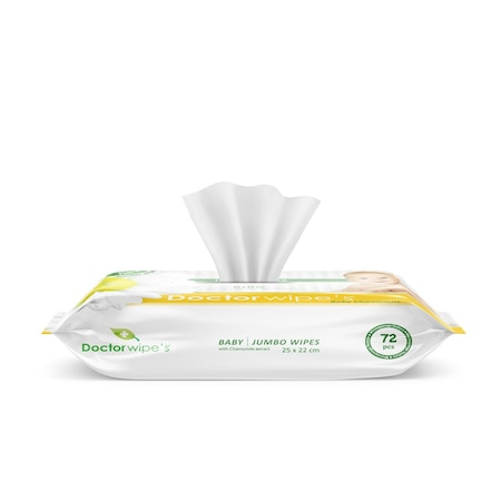 Servetele umede pentru copii cu capac Doctor Wipe's Jumbo Baby chamomile 72buc [3]