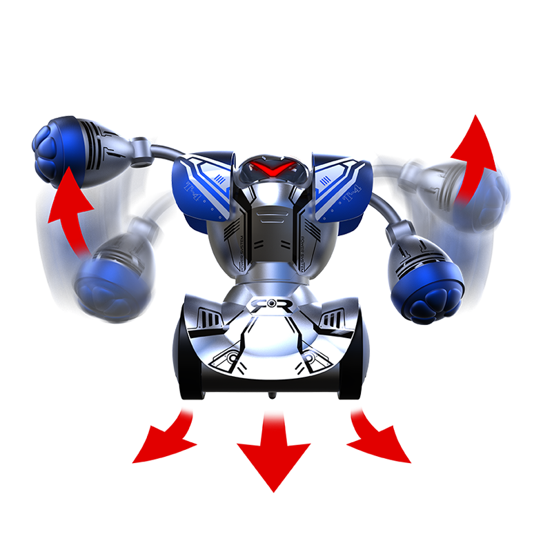 Set 2 Roboti Luptatori cu Pumni Puternici,  Inteligenta Artificiala si Telecomanda - SilverLit Robo Kombat Mega Robots Twin Pack - Set Albastru [3]