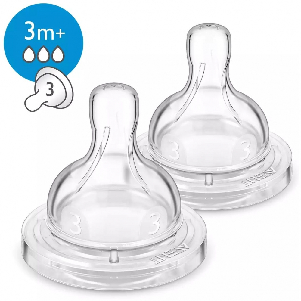 Set 2 tetine din silicon cu debit variabil Philips Avent Classic+ SCF635/27, Transparent 3+ luni [2]