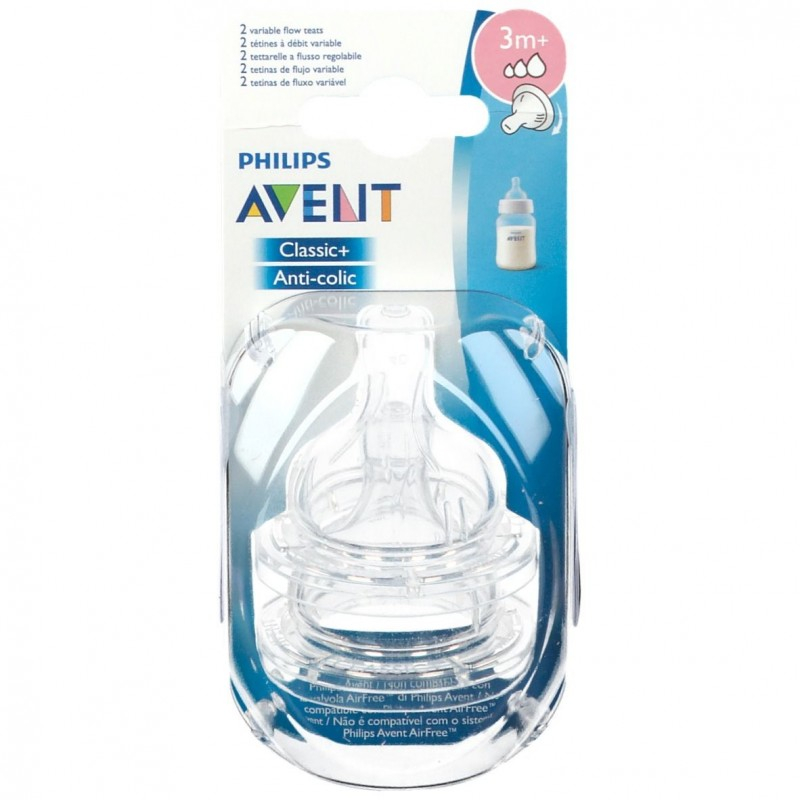 Set 2 tetine din silicon cu debit variabil Philips Avent Classic+ SCF635/27, Transparent 3+ luni [19]