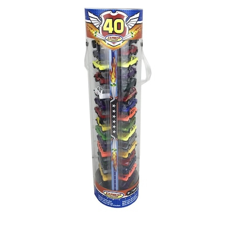 Set 40 Masinute Metalice  Die Cast Express Wheels 1:64 Pull Back in Tub de Plastic 45 Cm Inaltime, Multicolor [3]