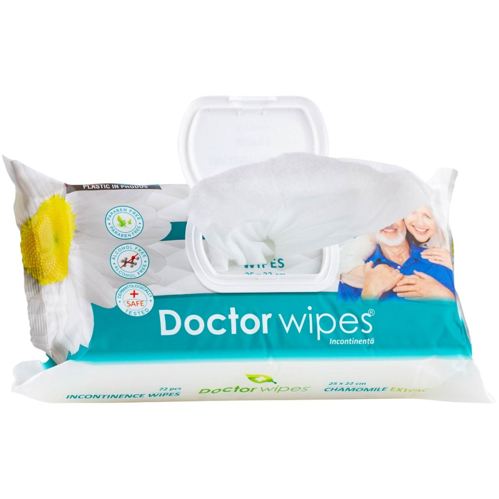Set 5 x Servetele Umede Igienice pentru Incontenenta cu capac Doctor Wipe's - 72 buc / Pac [6]