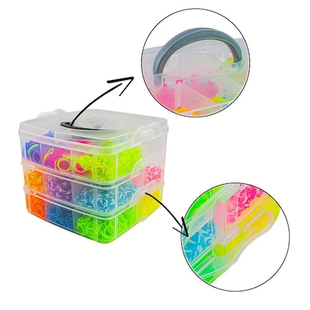 Set creativ cu accesorii pentru realizarea bratarilor din elastic,3500 piese, multicolor [6]
