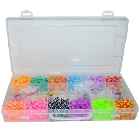 Set creativ din elastic cu accesorii pentru realizarea bratarilor, 2400 piese , multicolor [1]