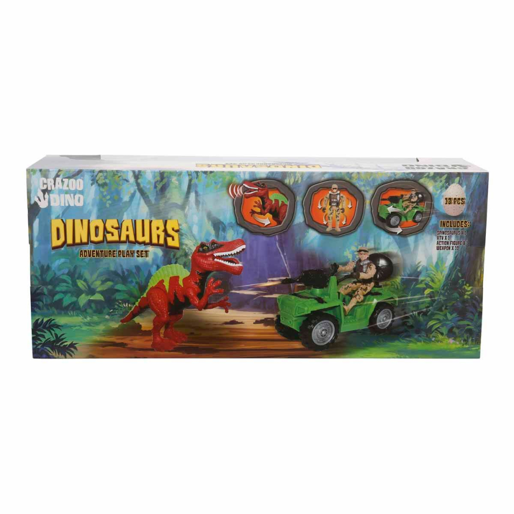 Set de joaca Crazoo Dino Valley -  Dinozaur cu Sunete Realistice si Articulatii mobile, Ranger cu Vehicul de vanatoare al Dinozaurilor - Dino Hunter [5]