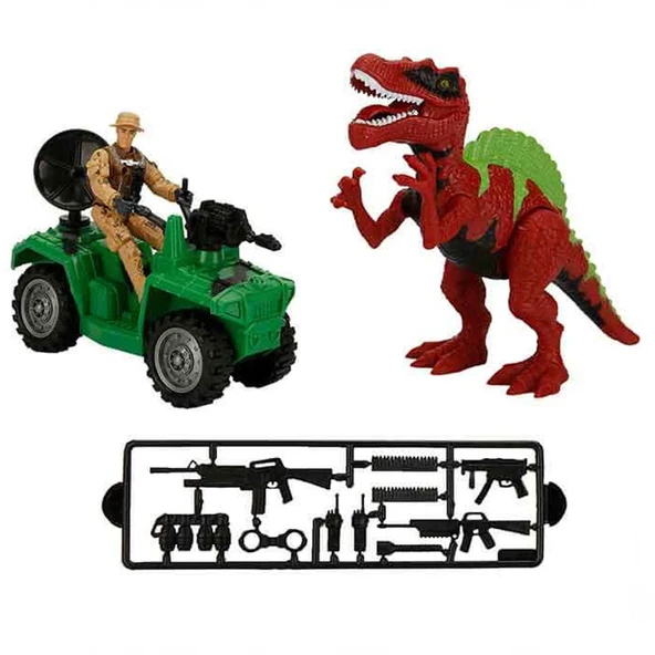 Set de joaca Crazoo Dino Valley -  Dinozaur cu Sunete Realistice si Articulatii mobile, Ranger cu Vehicul de vanatoare al Dinozaurilor - Dino Hunter [3]