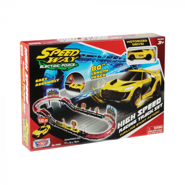 Set de joaca cu 1 masinuta High Speed Racing Track Motormax [2]
