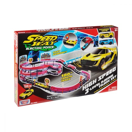 Set de joaca cu 2 masinute High Speed 3 Level Racing Track Motormax ,8 piese [2]
