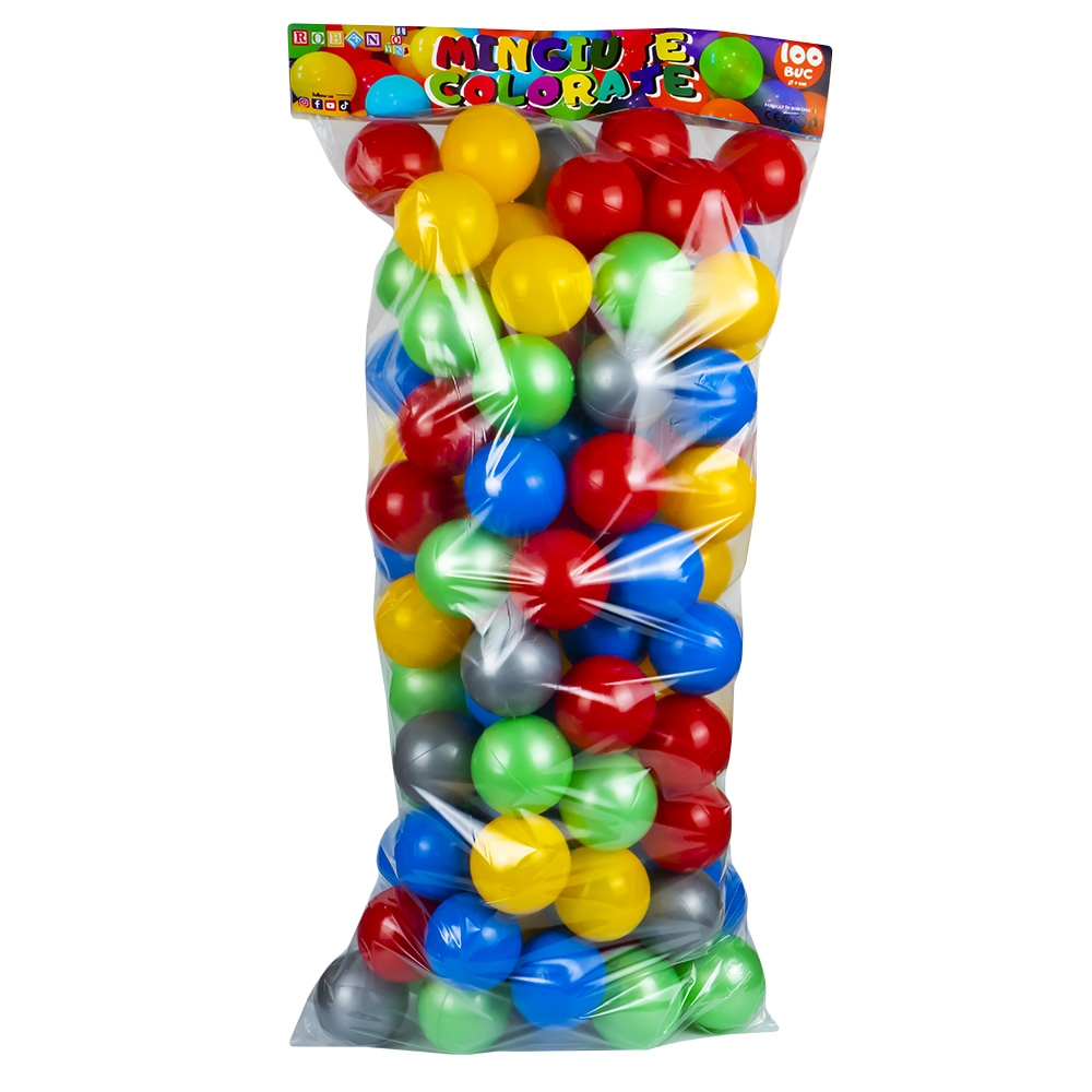 Set de mingi de joaca din plastic moale, Kiddy Kids 100 de bucati, Diametru 7.cm, pentru Spatii de Joaca , Multicolor [14]