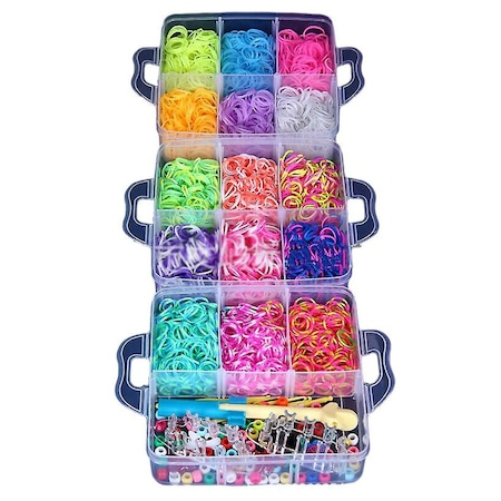 Set Educativ Trendy , Accesorii pentru realizarea Bratarilor din elastic , Rainbow Loom Bands , 9000 piese , Multicolor [7]